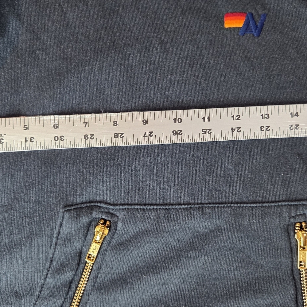 Aviator Nation Navy Blue Ninja Pullover Hoodie Zip Pocket Size X-Small - Picture 11 of 13